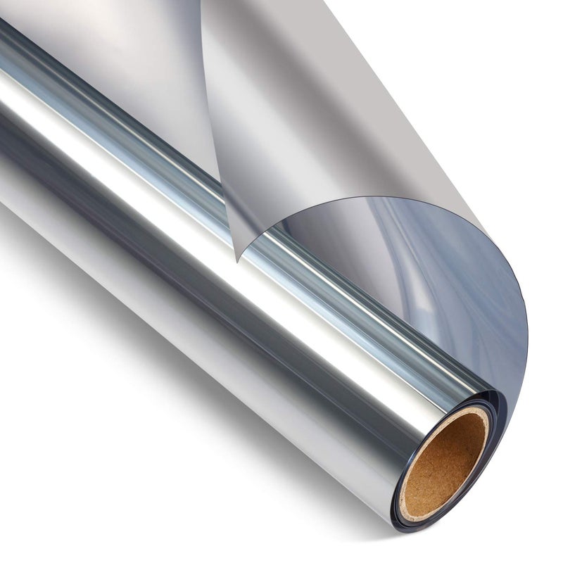 STATINT WINDOW FILMS STATINT Window Tinting Film Daytime Privacy for Home Office Heat Reducing Anti UV Privacy Cling Reflective Static Cling Removable, Silver, 35.4 Inch X 8.2 Feet - Image 1